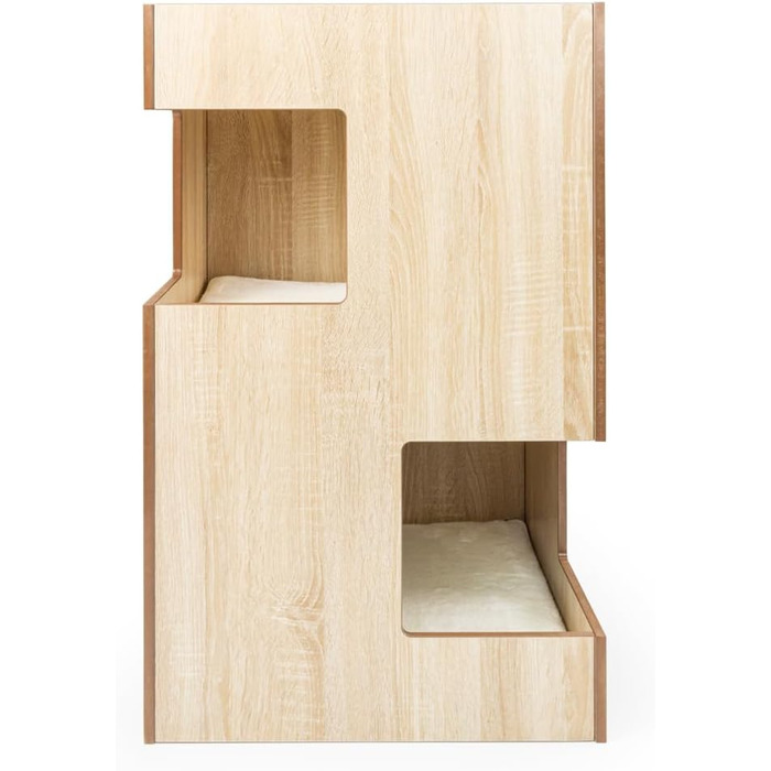 Преміум будиночок для кота з дерева, замок-вежа з лежаками, 50 x 50 x 80 см, темно-сірий (бежевий)