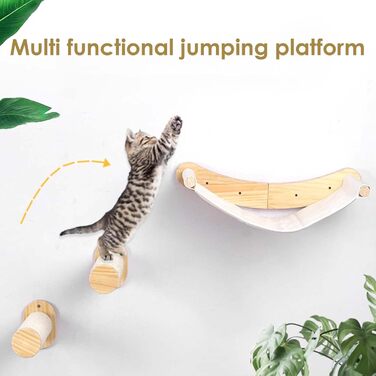 Ліжко для кота на стіну, гамак для кота на стіну, стійке ліжко-гамак для кота до 12 кг, ідеальне для лазіння та відпочинку (Бежевий)