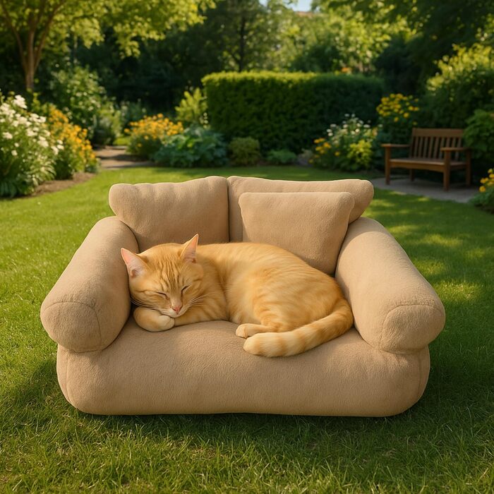 М'яке ліжко для котів та собак, пухнасте, миється, з антиковзною основою (Camel, XL)