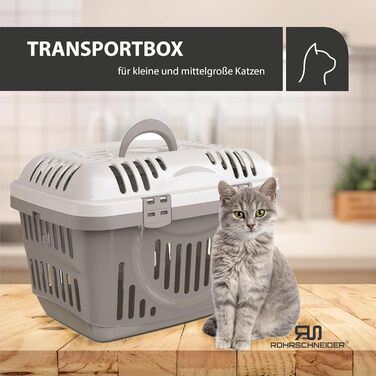 Транспортна переноска для котів Rohrschneider (сіра, велика) з ручкою