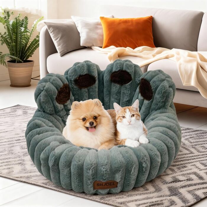 М'яке ліжко для домашніх тварин: ліжко для собак та котів у формі лапок ведмедя, 50 см, сірий колір