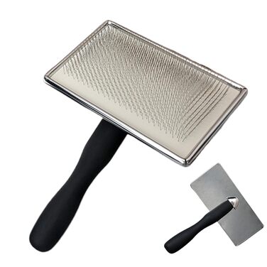 Щітка для собак та котів, видалення підшерстя, металеві щетинки, дерев'яна ручка, для всіх типів шерсті