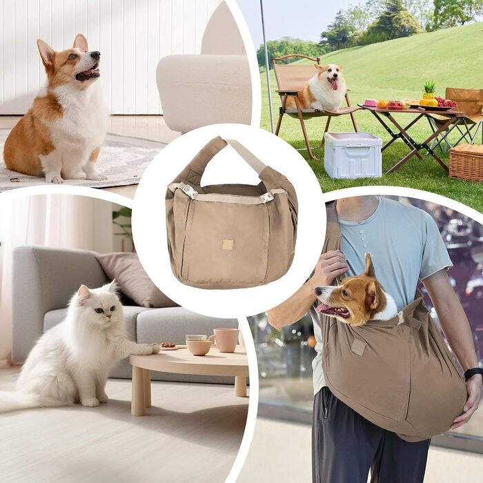 Сумка-переноска для собак та котів, рюкзак-переноска для тварин, легка та зручна, з безпечним ременем, для подорожей на відкритому повітрі, хакі