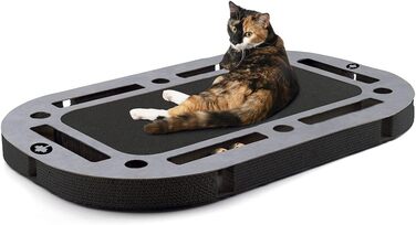 Ігровий майданчик для котів CanadianCat XXL 85×54×5,8 см з інтегрованим картонним дряпаком, PlayPlate Black Edition, чорний бетон