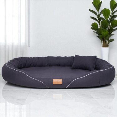 Ортопедичне собаче ліжко Tierlando Tiffany Couture XL/XXL: зручне диван для великих собак з пам'яті ефекту, знімний чохол, 145x105 см, чорний колір