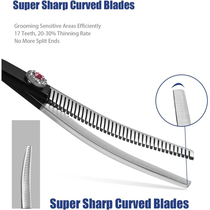 Професійна філірувальна ножиця Profi 7,0 дюймів для собак, котів та інших домашніх тварин. Ножиці для грумінгу з регулюванням натягу, сталь 440C