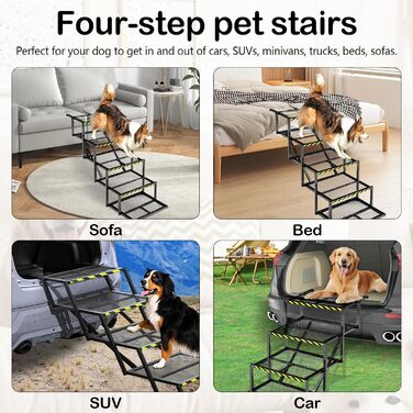 Східці для собак Hunderampe: 5 сходинок, складані, для вантажівок та SUV, до 100 кг, регульована висота 35-90 см