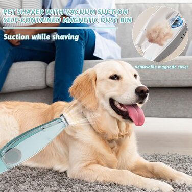 Триммер для собак з подвійними лезами, 2 швидкості. Шерсть, кігті, очі, вуха, обличчя. Синій колір.