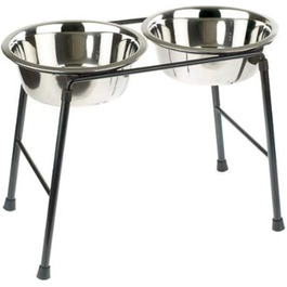 Двомиска для собак Classic Pet Products з високою підставкою, 2 × 1600 мл, нержавіюча сталь, 30 см