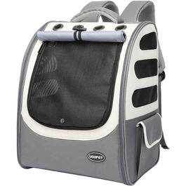 Рюкзак для тварин Galatée - дихаючий рюкзак для собак та котів, сумка для подорожей, схвалений авіакомпаніями, сірий