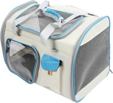 Транслювач для тварин XOYIXOYI, дихаючий рюкзак-переноска для котів та собак, велика місткість, легкий у догляді, для прогулянок на вулиці (білий та блакитний)