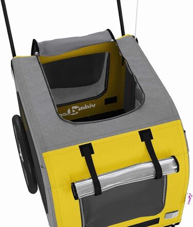 Причіп для собак vidaXL, жовтий, 125 x 53 x 54 см, до 45 кг, з прапором та відбивачами