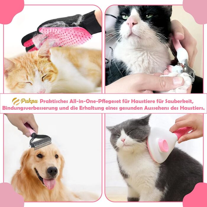 Набір для догляду за тваринами 9 предметів: щітка для собак та котів, очищувач лап, зубна щітка для пальців, обрізач кігтів, пилка для кігтів, гребінець для собак, рукавичка для догляду за котами, щітка для миття