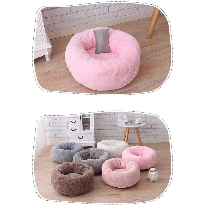 Кругле лежанка-гніздо для собак малого та середнього розміру, м'яке та тепле, 50x50x22 см, сірий