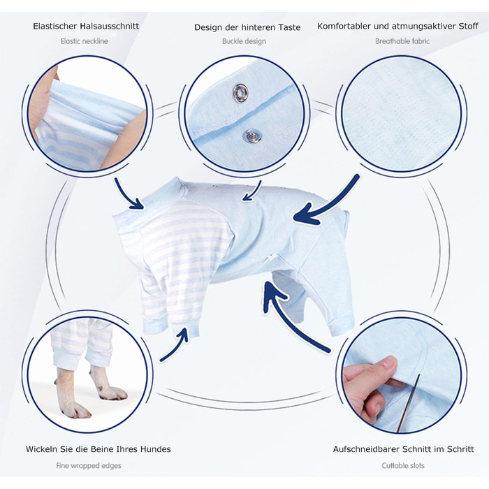 Комбінезон для собак після операції, зручний, з довгим рукавом, антибактеріальний, для захисту рани, після стерилізації, XS
