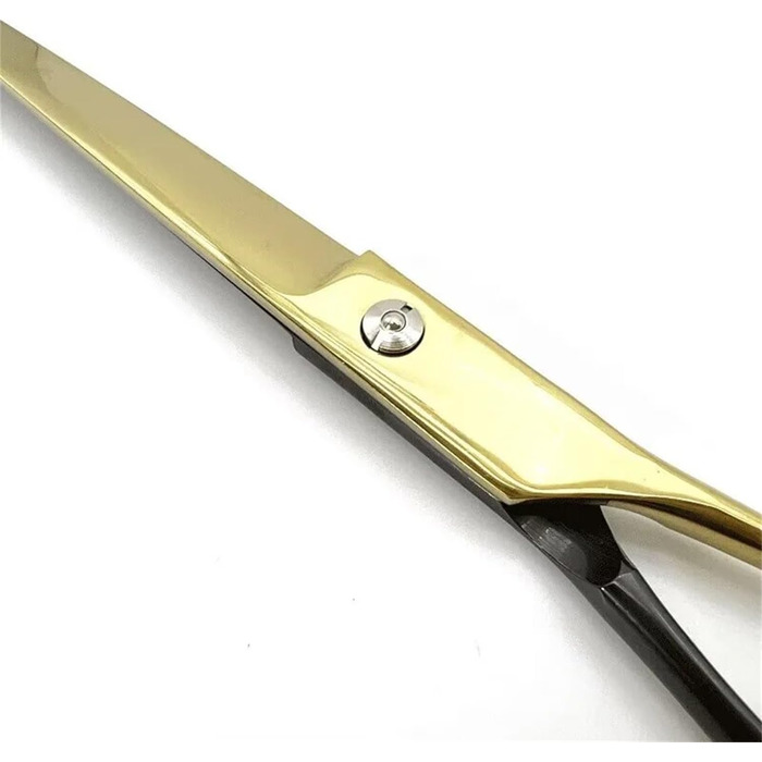 Набір професійних ножиць для собак 2 в 1: прямі та вигнуті. Ідеально для собак, котів та інших тварин. Чорний & золотий