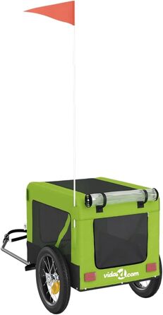Фургон для собак Fasba: велосипедний причіп для тварин з відбивачами та прапорцем, зелено-чорний, 120 x 54,5 x 53 см