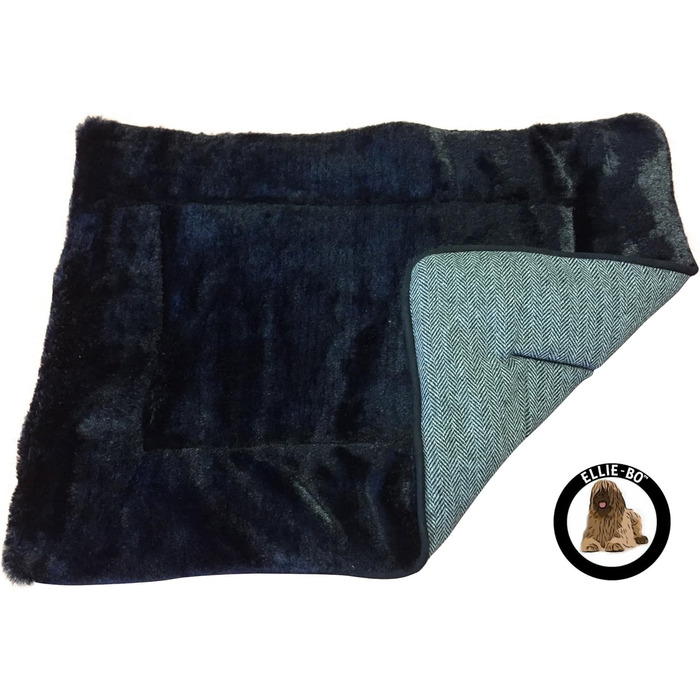 Ліжко для собак Ellie-Bo Wende, Tweed та штучне хутро, для клітки розміру M, 76 см (Чорний, S - [L56 x W41 x H3cm])