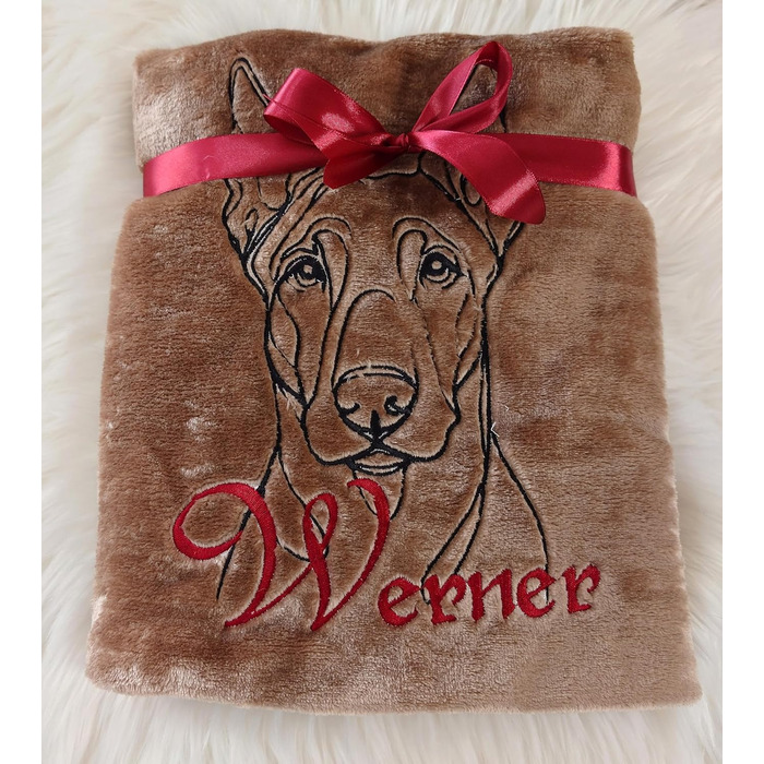 Персоналізована ковдра для собак з вишивкою породи та імені. М'яка ковдра для цуценят та собак, 130x170 см, для дому, авто, дивана, коричнева.