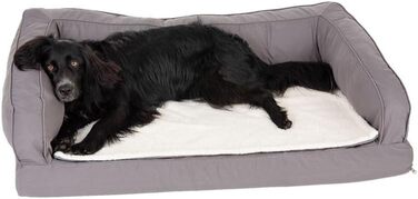 Ортопедичний лежак для собак Zooplus | Лежанка з Memory Foam | М'який матеріал, високий борт | З плюшевою подушкою (S-L, 75x50x25 см)