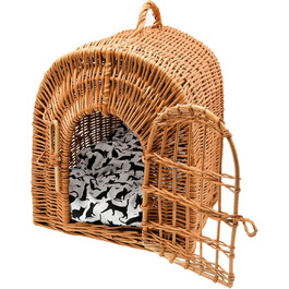 Транспортна переноска для кота/собаки з плетеного лози з подушкою, K5-080-SBWK