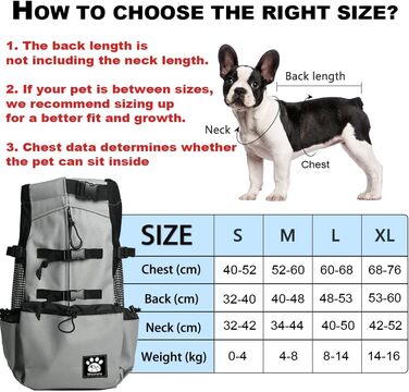 Рюкзак-переноска для собак, 1–25 кг, сірий XL. Зі шнурком, отвором для голови, вентиляцією. Для маленьких та середніх собак. Безпечний, комфортний, легкий.