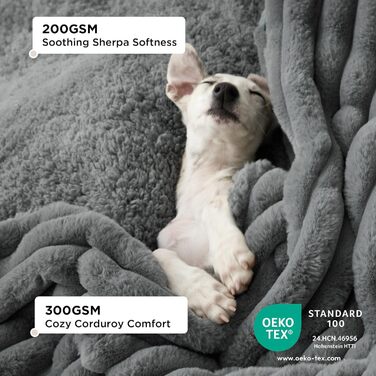 Водонепроникний коврик для собак BEDSURE - 127 x 152 см, миючий, для великих собак, м'який та пухнастий, захисний, сірий XL (127x152 см)