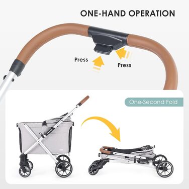 Дитяча коляска для собак Beberoad Pets X6, сіра, до 30 кг, складна, з регулюванням спинки 180° та амортизаторами