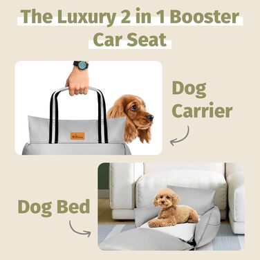 Автокрісло для собак (водостійкий бустер) з ручками та кишенями, до 13,6 кг – сірий