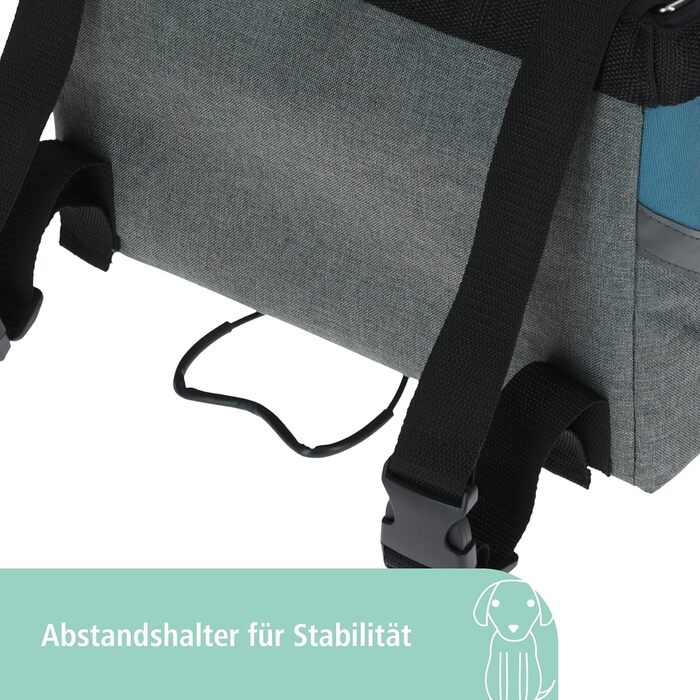 Kerbl Vacation - сумка для собак на велосипед, сіра/блакитна, 38x29x25 см, поліестер, для маленьких собак та котів