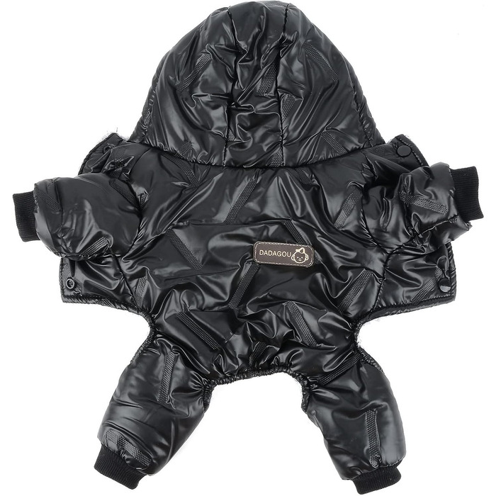 Зунеа Водонепроникний зимовий костюм для собак, теплий флісовий набір з капюшоном, чорний (M)