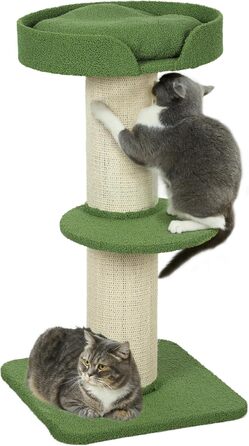 Кігтеточка PawHut 91 см для котів з сизалевих стовпів, платформи та подушками. Багатоярусна кігтеточка-вежа, для середніх котів, зелена