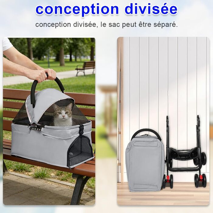 Дитяча коляска для собак та котів Homewell, складана, до 20 кг, сіра