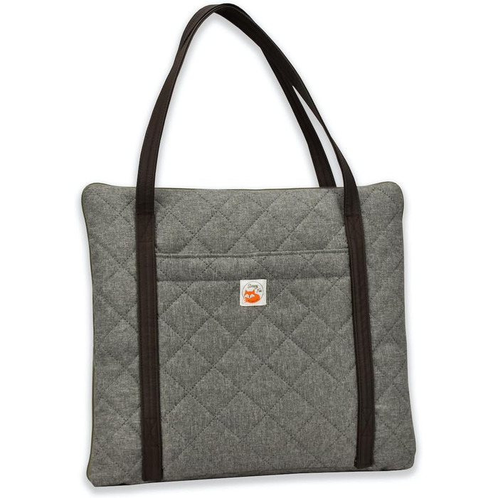 Sleepy Fox® Преміум-ліжко для собак у подорожах - портативний, складаний килимок для годування собак у ресторанах з зручними плечовими ременями - красивий та практичний (M/L, Сірий)