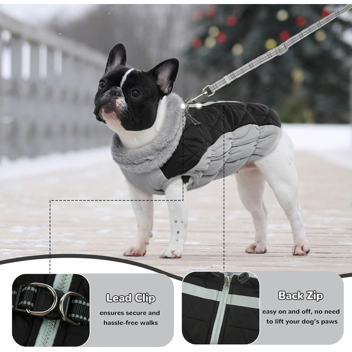 Водонепроникний зимовий теплий одяг для собак, куртка для собак, теплий зимовий одяг для собак, підкладка, одяг для чихуахуа (Чорний S) S Чорний