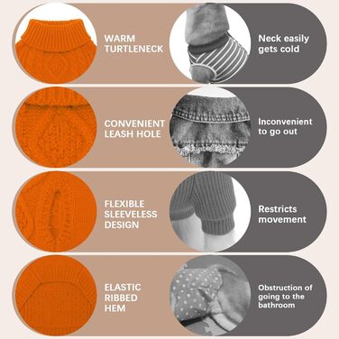 Теплий в'язаний светр BINGPET для собак (маленьких, середніх та великих), зимовий одяг для собак та котів, класичний светр з ромбоподібним візерунком, теплий светр світло-зеленого кольору (помаранчевий/червоний з візерунком 'Захід сонця', розмір Small)
