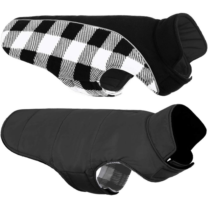 Теплий зимовий одяг для собак CITEITOILE з захистом живота, світловідбиваючими елементами, отвором для повідка, XXL (Чорний)
