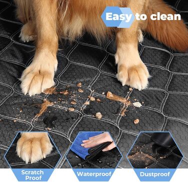 Захист для багажника автомобіля KYG: стеганий килимок для собак з захистом бокових панелей та краю, вологостійкий, стійкий до подряпин, універсальний, чорний, 185x105 см