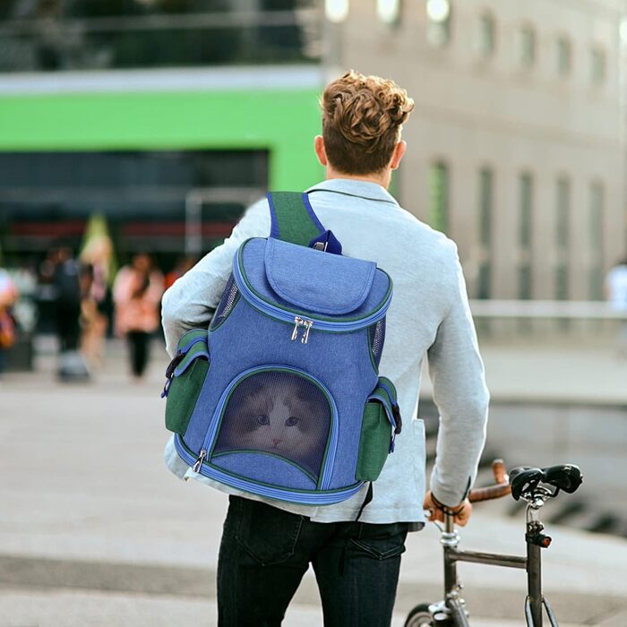 Рюкзак-переноска для собак та котів PETCUTE, 6 кг, темно-синій+зелений