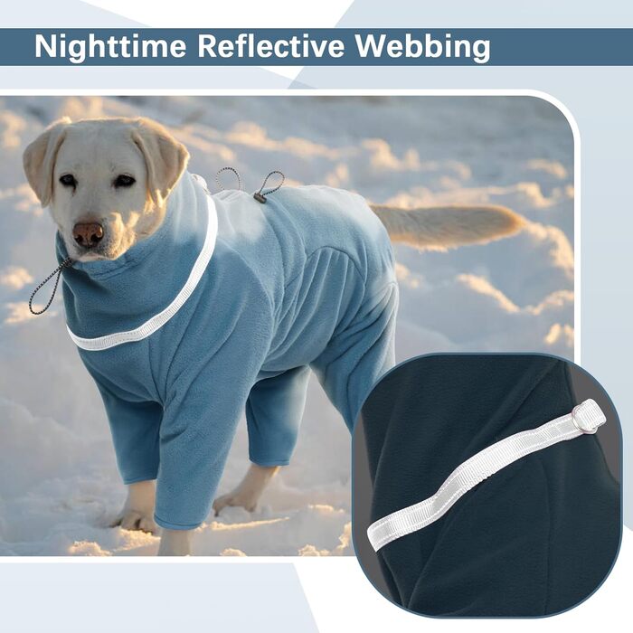 Теплий зимовий пуловер для собак з мікрофлісу, з дзвіночком, для маленьких, середніх та великих собак, зелений (L, світло-блакитний)