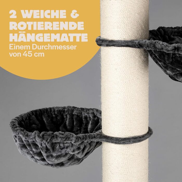 Дерево для великих котів RHRQuality Maine Coon Tower Plus, висота до 295 см, стовпи 20 см, темно-сірий, для мейн-кунів