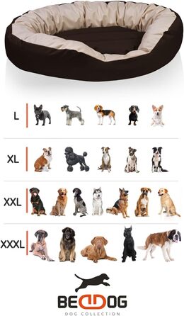 BedDog® Hundebett Sunny: велике овально-кругле лежанка для собак з Cordura, XXXL, RED-WINE (червоний), 150 x 120 x 23 см