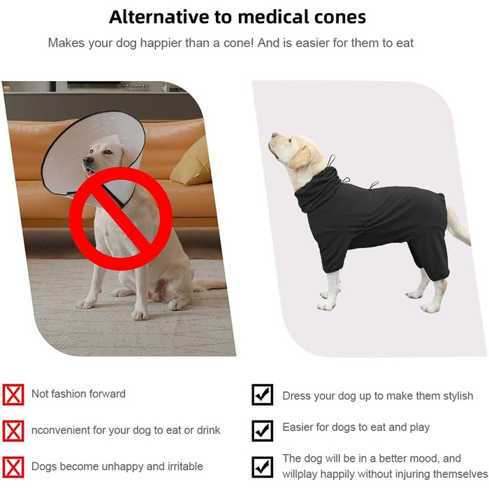 Піжама для собак великих і надвеликих порід, розтяжна, для дорослих собак, 6XL, чорний колір