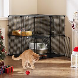 YITAHOME двоповерховий металевий котячий вольєр для дому, DIY клітка для котів, фреток, шиншил та дрібних тварин