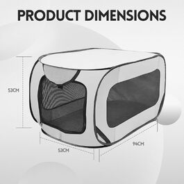 Складана переноска для собак 92x52x52 см з подвійними дверцятами - безпечна для подорожей на авто, з вентиляцією, Pop-Up, з оксфордської тканини, для собак/кішок до 30 кг (Зелена/Сіра)