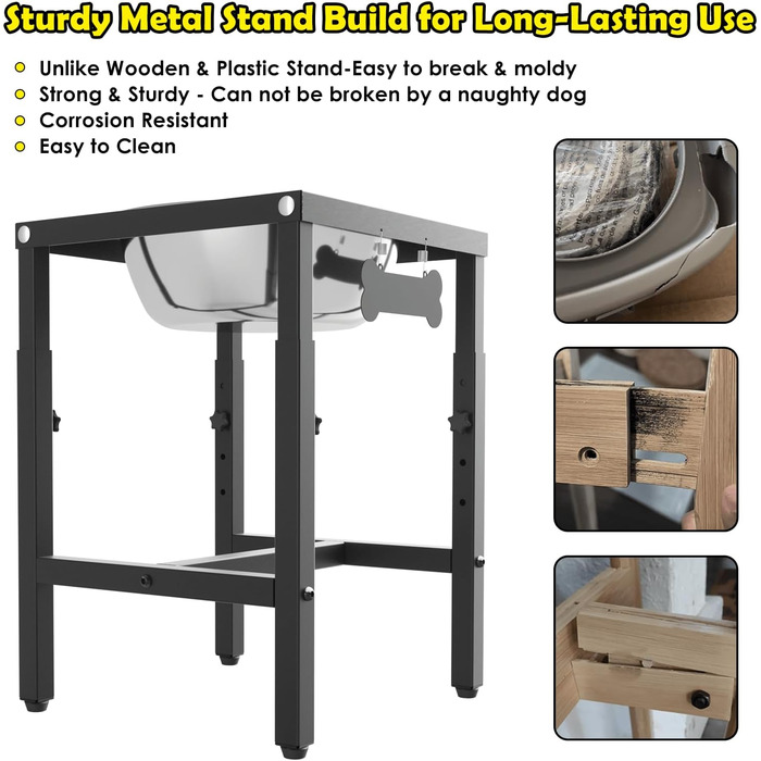 Підставка для годівниці для собак ADENGL з нержавіючою мискою, об'ємом 2.9 л, з антипроливною матю