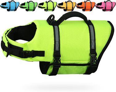 AMZNOVA Жилет рятувальний для собак, жилет для плавання, XS, яскраво-жовтий (33-46 см)