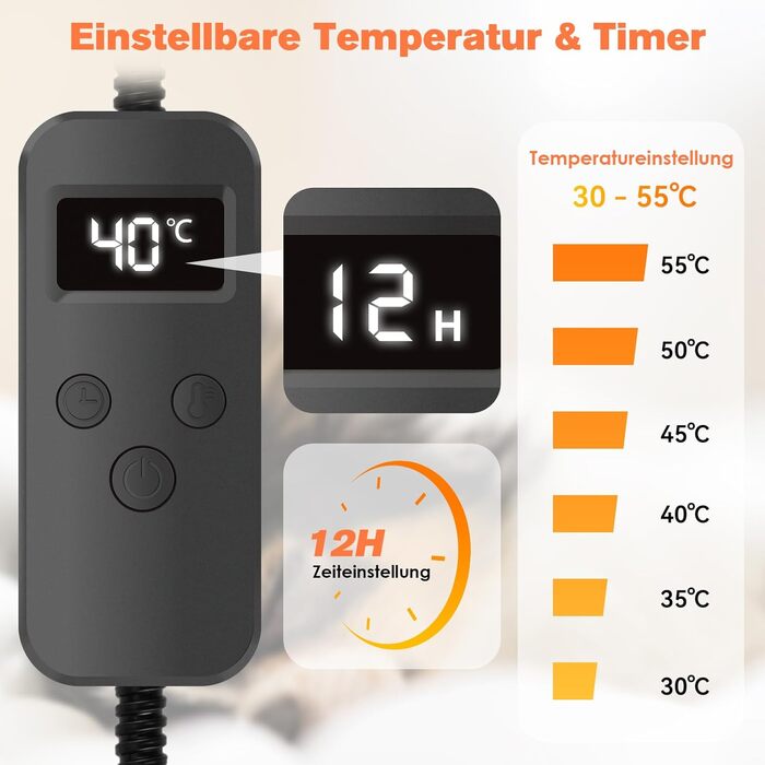 Електричний килимок для обігріву домашніх тварин (котів, собак) з регулюванням температури та таймером, розмір L (70x45 см)