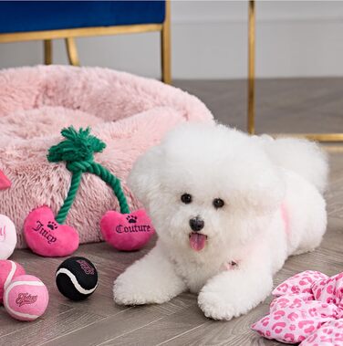 Крісло-лежанка для собак та котів Juicy Couture Devon, кругле, штучне хутро, велике, пудрово-рожевий (L 61 x B 61 x H 20 см)