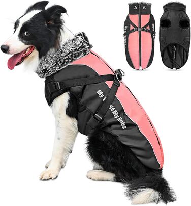 Водонепроникний теплий зимовий одяг для собак ALLSOPETS з відбиваючими смугами - тепла жилетка для собак, 3XL, Grapefruitrot